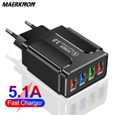 5.1A 4พอร์ต20W Fast Chargers Quick Charge 3.0 4.0สำหรับ 12 11 X Samsung Xiaomi Universal USB Charger Fast Phone Charger
