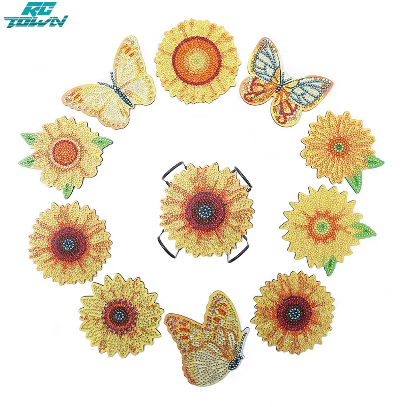 Small Butterfly Diamond Art Coasters with Holder, DIY Diamond Painting Kits