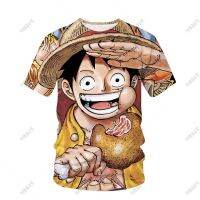 อะนิเมะ Kawaii Luffy 3D พิมพ์ O-Neck เสื้อยืดการ์ตูน Pokémon Casual แฟชั่น Tops