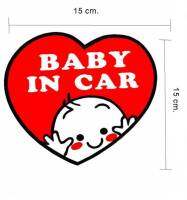 สติ๊กเกอร์ BABY IN CAR สัญลักษณ์ว่าในรถมีเด็ก มีเด็กอยู่ในรถ สติ๊กเกอร์ติดรถยนต์ ติดได้ทั้งกระจกและตัวรถ กันน้ำ ทนแดด สีไม่ซีด