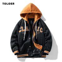 2023 Spring Autumn Mens Fake Two Piece Jacket Hooded Zipper Fashion Baseball Jacket Embroidery Trendy Couple Outerwear