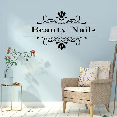 Nail &amp; Beauty Quote Vinyl Wall Sticker Nails Wallpaper For Beauty Salon Decor Wall Decals For Girl Bedroom Art Wall Stickers Tapestries Hangings