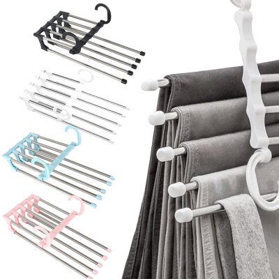Magic Trouser Rack Folding Pants Storage Multifunctional Hanger Rack Stainless Steel Storage Clothes Organizer Wardrobe Storage Clothes Hangers Pegs