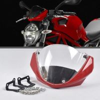 กระจกรถจักรยานยนต์กระจกบังลมปลอกหุ้มหัวไม้กอล์ฟสำหรับ Ducati Monster 696 795 796 M1100สีแดง