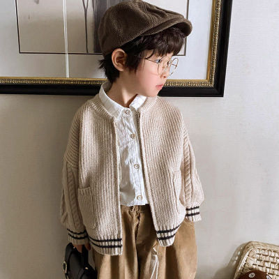 2023 Childrens Knitted Cardigan Sweater Spring and Autumn Knitted Cardigan for Kids Boys Girls Outerwear Casual Coat