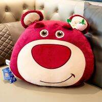 ใหม่2023ตุ๊กตาหมอนขว้าง Lotso แท้ใหม่ตุ๊กตาหนานุ่มสามในหนึ่งโยนด้วยมืออบอุ่นหมอนผ้าห่มหมอนขว้างหลาย Ftional เบาะ