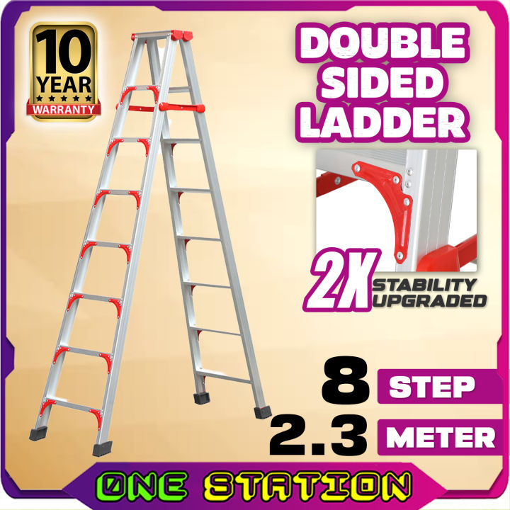 8 Step Ladderman Aluminium Double Sided Ladder Multi Purpose Ladder Foldable Tangga Lipat