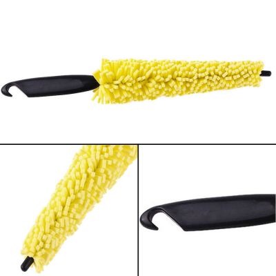 [Ready Stock] New Tire Rim Cleaner Car Wheel Brush Black Plastic Handle Yellow Sponge Auto