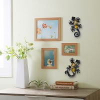 2Pcs โลหะ Gecko Wall Decor สำหรับตกแต่งบ้านกลางแจ้งสัตว์รูปปั้นอุปกรณ์เสริมประติมากรรม Jardin Brother