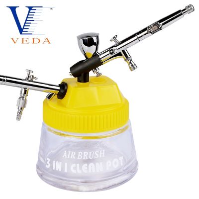 【hot】☫❂  3 In 1 Airbrush Cleaning Bottles Pot Glass Jar Tools Filters Cleaner