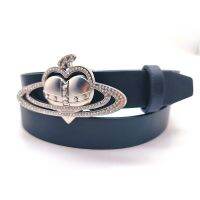 HOT★PU Leather Saturn R Letter Water Diamond Metal Snap Belt Womens Fashion Jeans Skirt Accessories 105 CM