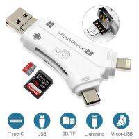 4 In 1 Iphone/micro Usb/usb Type-C/ Usb SD การ์ดรีดเดอร์สำหรับ iPhone iPad Mac และ Android SD และ Micro SD, PC