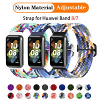 สายรัดไนลอนปรับได้สำหรับ Huawei Band 8 7 Breathable 7NFC อุปกรณ์เสริมสร้อยข้อมือยืดหยุ่นสำหรับ Huawei Band7 Wristband