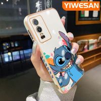 YIWESAN เคสสำหรับ Vivo Y76s Y74s Y76 5G เคสโทรศัพท์บางลายการ์ตูนสุดหรูรูปแบบขอบสี่เหลี่ยมใหม่เคสซิลิโคนกันกระแทกคลุมทั้งหมดป้องกันเลนส์กล้อง