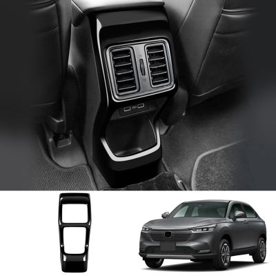 Car Glossy Black Rear Air Condition Vent Outlet Frame Anti-Kick Panel Cover Trim for Honda Vezel HR-V HRV 2021 2022