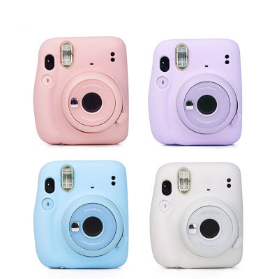 ขายดีสำหรับ Fuji Fujifilm Instax Mini 11กล้องขนาดเล็กสีบริสุทธิ์เคสซิลิโคนแบบคลาสสิกกล้องอินสตาแกรมเคสหนัง