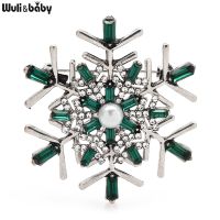 Wuli amp;baby Classic Rhinestone Snowflake Brooches For Women Unisex Green Pink Flower Party Casual Brooch Pin Gifts