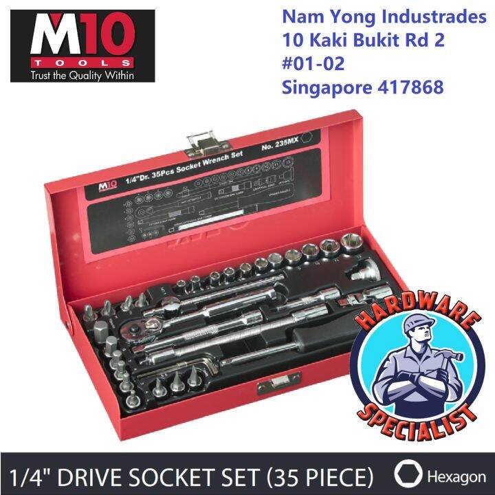 M10 235MX 35 Pieces 1/4" Drive Socket Wrench Set Lazada Singapore
