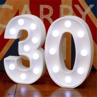 2Pcs Adult 30/40/50/60 Number LED String Night Light Lamp Happy Birthday Balloon Anniversary Decoration Event Party Supplies Replacement Parts