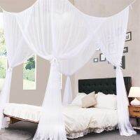 【LZ】☌  Big Mosquito Net Palace Four Door King/Queen Double Size Home Single  Bed Prevent Insect Outdoor Square Grace White Canopy Net