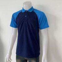 เสื้อโปโลชาย Men Polo Shirt Plain Polo T Shirt Soft Pique Short Sleeve Tops For Men Side Vents สีกรม แขนฟ้าเข้ม เนื้อผ้านุ่ม สวมใส่สบาย ซึ่งมีทั้งแบบชาย และแบบผู้หญิง