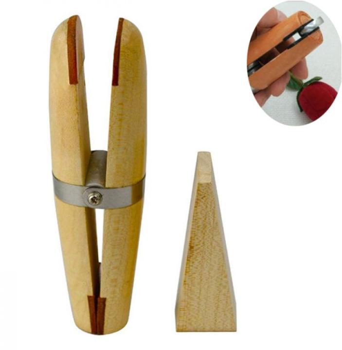 jewellers-double-ended-wooden-ring-clamp-with-thick-leather-lined-jaws-wedge-wooden-ring-clamp-leather-padding-jewelry-tools