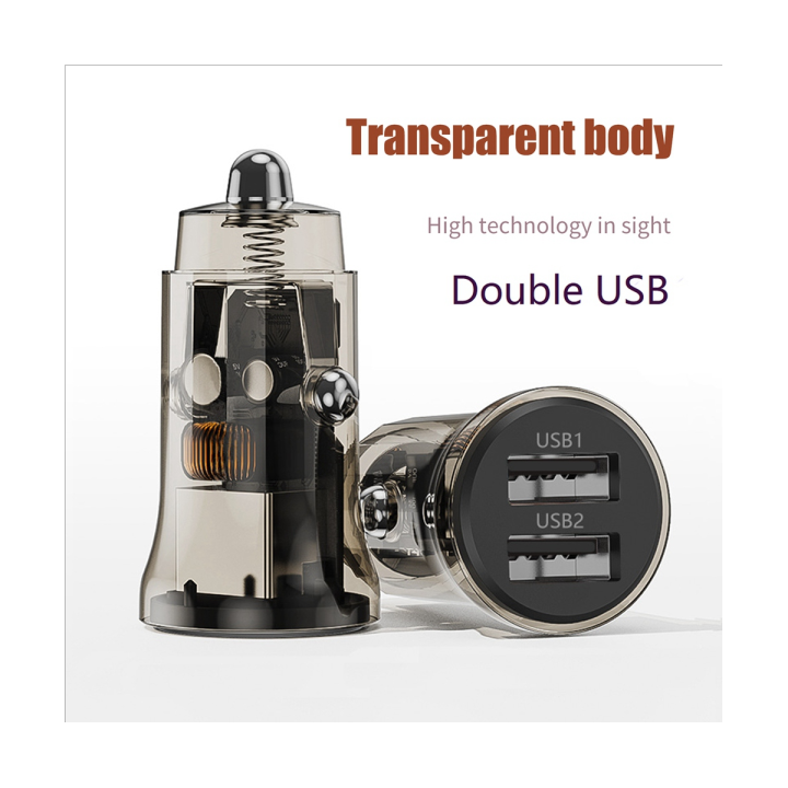 transparent-two-usb-car-charger-3-1a-fast-charging-charger-pd-fast-mini-car-charger-quick-charge-transparent