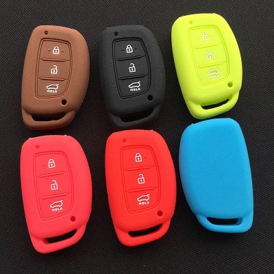 huawe ZAD Silicone car key case cover FOR Hyundai TUCSON ix25 i30 MISTRA ACCENT IX35 SOLARIS 2017 3 buttons smart key car accessories