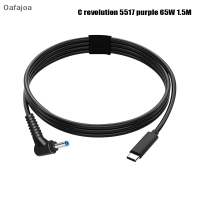 Oafajoa สายชาร์จเร็ว65W 3A 1.5M PD USB ชนิด C ตัวผู้ไปยังสายไฟ DC TYPE-C กับพอร์ตสี่เหลี่ยมสำหรับชาร์จไฟ Lenovo