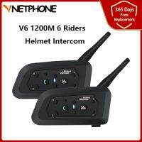 Vnetphone อินเตอร์คอม1200สำหรับมอเตอร์ไซค์,MP3อินเตอร์โฟนกันน้ำไร้สายสำหรับ6คน