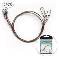 【CW】 2PCS/set Fishing Wire Leash with Rolling Swivel Pike Anti winding Tackle Accessories