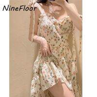 NineFloor ฤดูร้อนสุภาพสตรีเชื้อราฝรั่งเศสตัดดอกไม้สลิงชุด S-L S0143