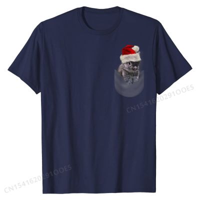 T-Shirt, Pocket Grey Netherland Bunny in Santa Hat,  Printing Cotton Mens Tops & Tees Customized Family T Shirt