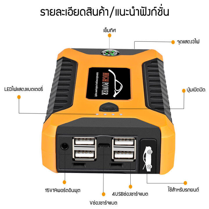 จั๊มสตาทรถยนต์-99800mah-สตาร์ทรถดีเซล-รถกระบะ-ได้ง่ายและรวดเร็ว-jump-starter-รถยนต์-4000cc-6000cc-แบตเตอรี่กู้ภัยพกพาได้-สามารถจ่ายไฟ-12v-สามารถชาร์จมือถือได้-จั๊มสตาทรถยนต์-แบตเตอรี่รถยนต์ฉุกเฉิน-pow