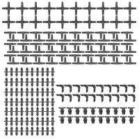 200หรือ250ชิ้นชุดท่อประปาชุดหยดชลประทานเกลียวเชื่อมรั้วใช้งานร่วมกับ1/4นิ้วสายยางรดน้ำตัวเชื่อมต่อสำหรับสวนสนามหญ้าหยดระบบ (30 4-Way Coupling, 30ข้อศอก90ตรง Barbs, 30ปลั๊กท้าย,70 Tees)