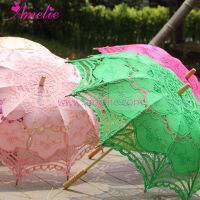 Handmade Ins ขายร้อนธรรมดาคละสีชุดแต่งงานร่ม Prop สำหรับเจ้าสาว Party Favors เจ้าสาวร่มลูกไม้ Parasol