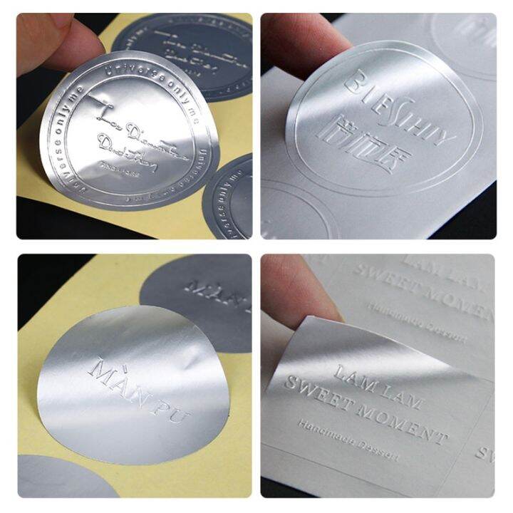 Custom Printed Self Adhesive Embossed Waterproof Sticker Product Gold