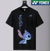 Yonex สำหรับทั้งหญิงและชายแบดมินตันเกาหลี YY เสื้อเช็นต์ลายทางแห้งเร็วไล่ระดับสีแขนสั้นเสื้อผ้าลำลองสำหรับใส่ในแต่ละวันหลวมและใส่สบาย2023