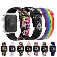 xiaozh Flower Butterfly Print Strap for Apple Watch Luxury Bands 6 SE 5 4 3 38MM iwatch Belt 40 42 44 Womens Rainbow Watch Bracelet