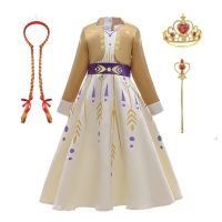 Anna Princess Cosplay Dress Up Children Party Ball Gown Girl Long Sleeve Cartoon Luxury Costume Little Girls Christmas Vestidos