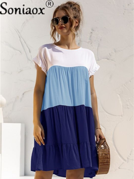 elegant-summer-new-ruffles-short-sleeve-o-neck-loose-dress-2021-new-women-casual-patchwork-color-fashion-mini-vestidos-clothes