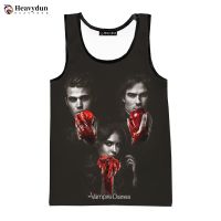 Tops sin mangas con estampado 3D de Vampire Diaries para hombre, camisetas sin mangas Harajuku con personalidad para la playa, novedad de 2023