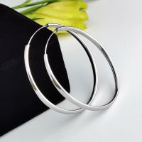 Somila Fashion S925 Earrings 3-7CM Diameter Big Hoop Earrings For Women Platinum Plated Ear Rings Cерьги Kольца