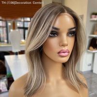 Highlight Wig Human Hair Straight Colored Brown Ombre blonde Brazilian 360 Full lace closure wigs For Women Transparent lace [ Hot sell ] Decoration Center