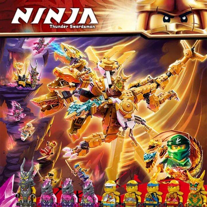 NINJAGO Lloyd’s Golden Ultra Dragon 71774 Ninja Building Toy Set for ...