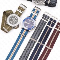 20mm 22mm Woven Nylon Zulu Strap Stainless Steel Buckle Soft Fabric Men Striped Replacement Wrist Band for Tudor Rolex