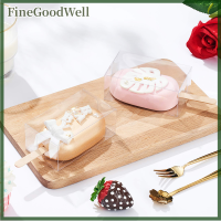 FineGoodWell กล่องเค้กใส10ชิ้นกล่องพับได้สำหรับทำมูสบรรจุภัณฑ์สำหรับทำขนมเค้กของหวานที่ใส่ของขวัญที่ทนทาน