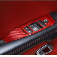 ‘；【。 NHAUTP 4Pcs/Set Car Decoration Carbon Fiber Window Lift Switch Panel Trim Sticker For Dodge Challenger 2015-2020