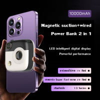 แบตสำรองมินิ รูปร่างของกล้อง Magsafe PowerBank 2in1 10000mAhMagnetic Suction LED Intelligent Digital Display โปร่งใส ไร้สายชาร์จโทรศัพท์แบบพกพาขนาดใหญ่ความจุภายนอกสำหรับ