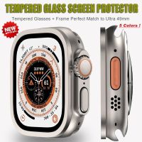 Screen Protector &amp; Frame For Apple Watch Ultra 49mm Accessories Metal Bumper+Tempered Glass Aluminum Alloy Cover HD iWatch Ultra Screen Protectors